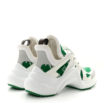 Louis Vuitton Jacquard Velvet Monogram LV Archlight Sneakers 38 White Vert 3 of 8
