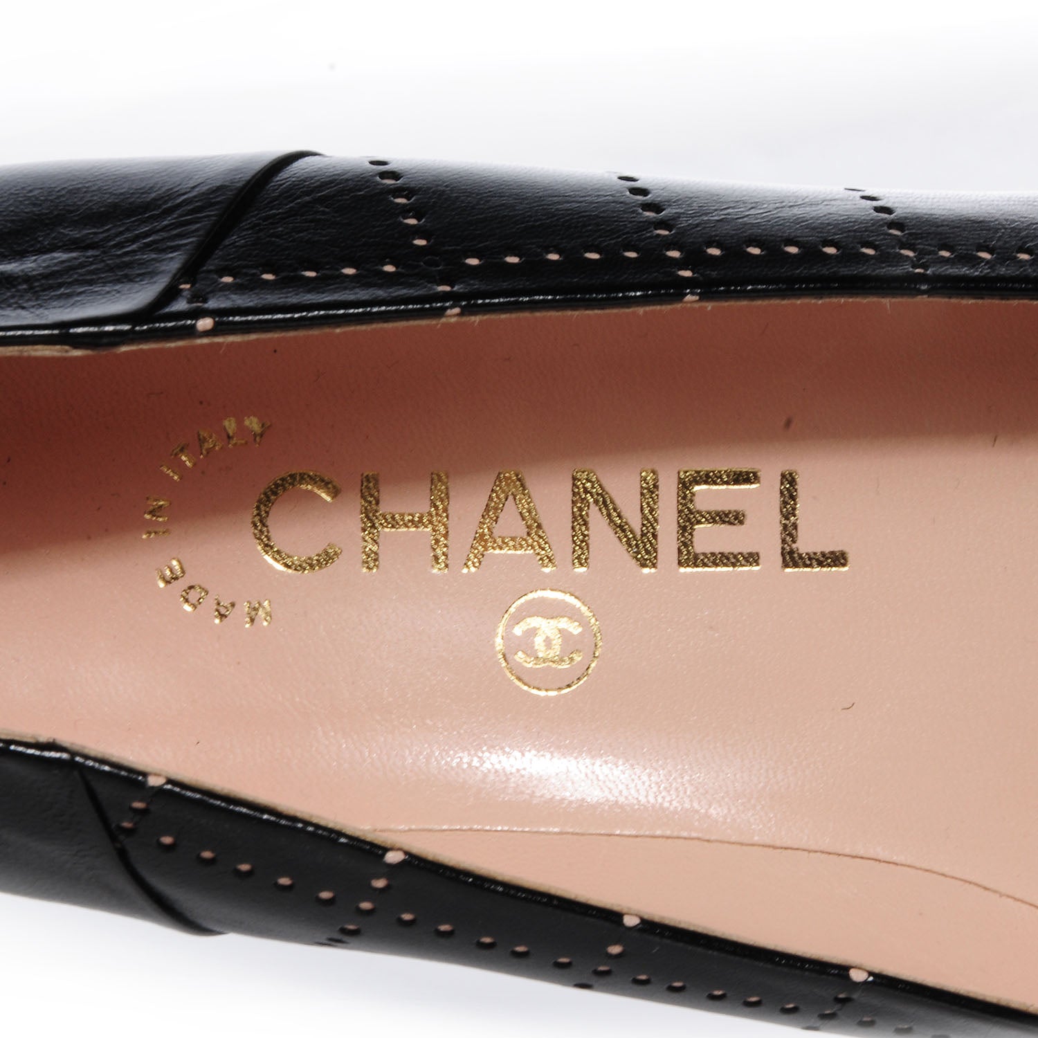 Chanel Perforated Leather Diamond Loafers 37.5 Black 7 of 7