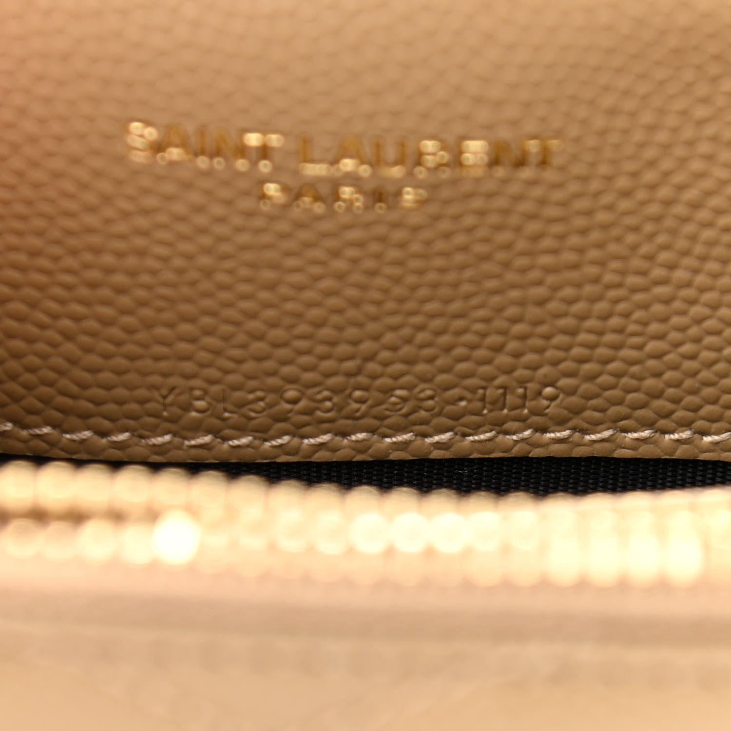 Saint Laurent Grain De Poudre Matelasse Chevron Monogram Envelope Chain Wallet Dark Latte 7 of 10