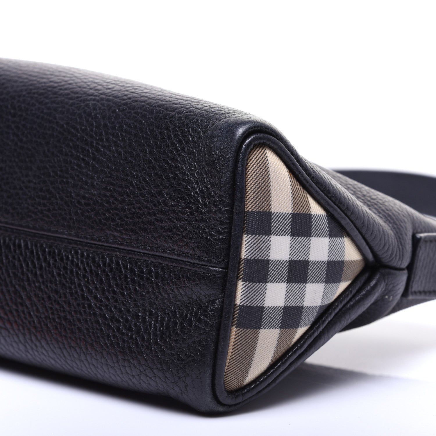 Burberry Grainy Calfskin House Check Horn Toggle Shoulder Bag Black 7 of 11
