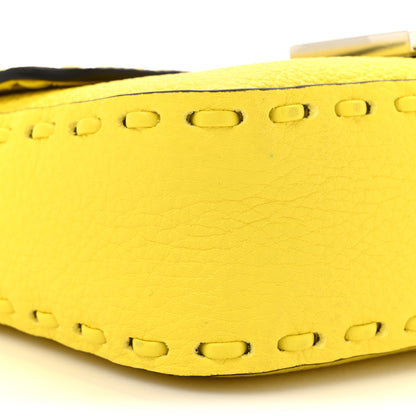 Fendi Cuoio Roma Sellerissima Nappa Sintetica Tape Stitch Mini Baguette Acid Yellow 9 of 11