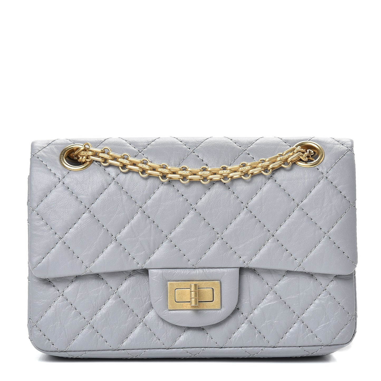 Aged Calfskin Quilted 2.55 Reissue Mini Flap Grey