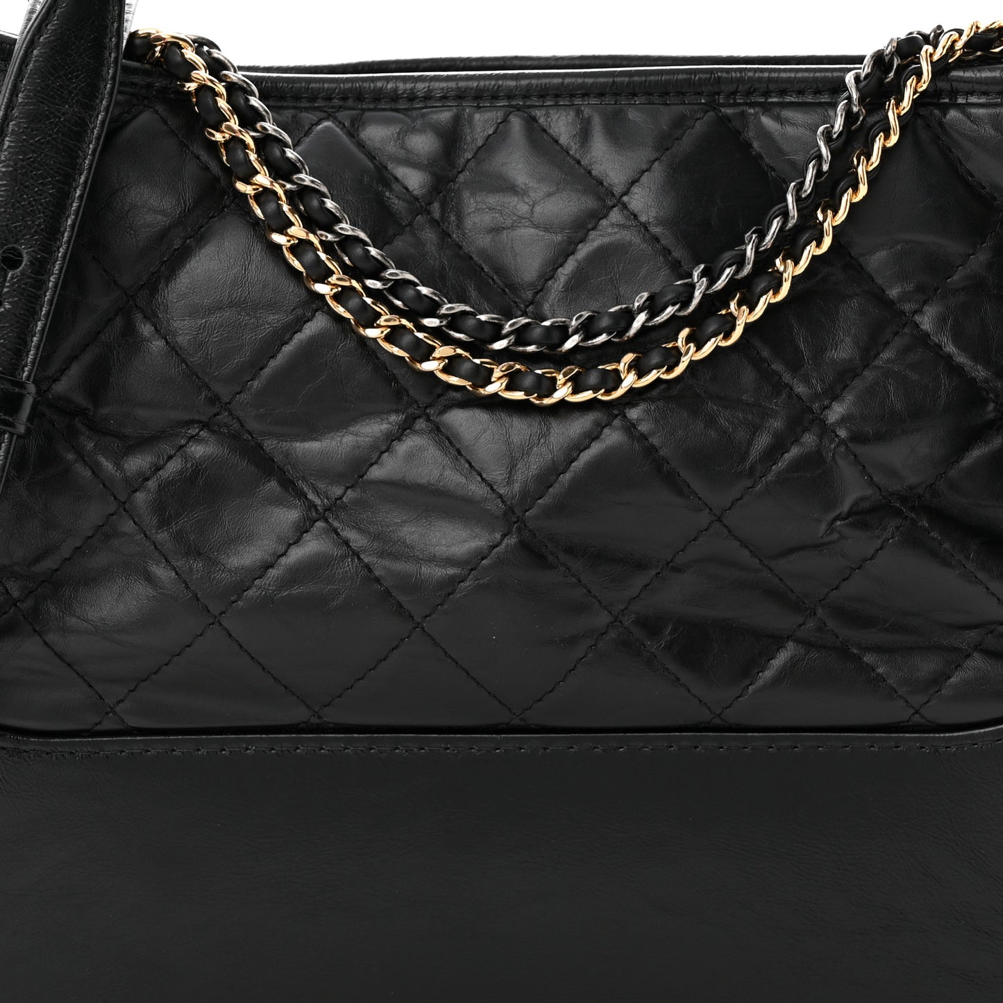 Aged Calfskin Quilted Medium Gabrielle Hobo Black