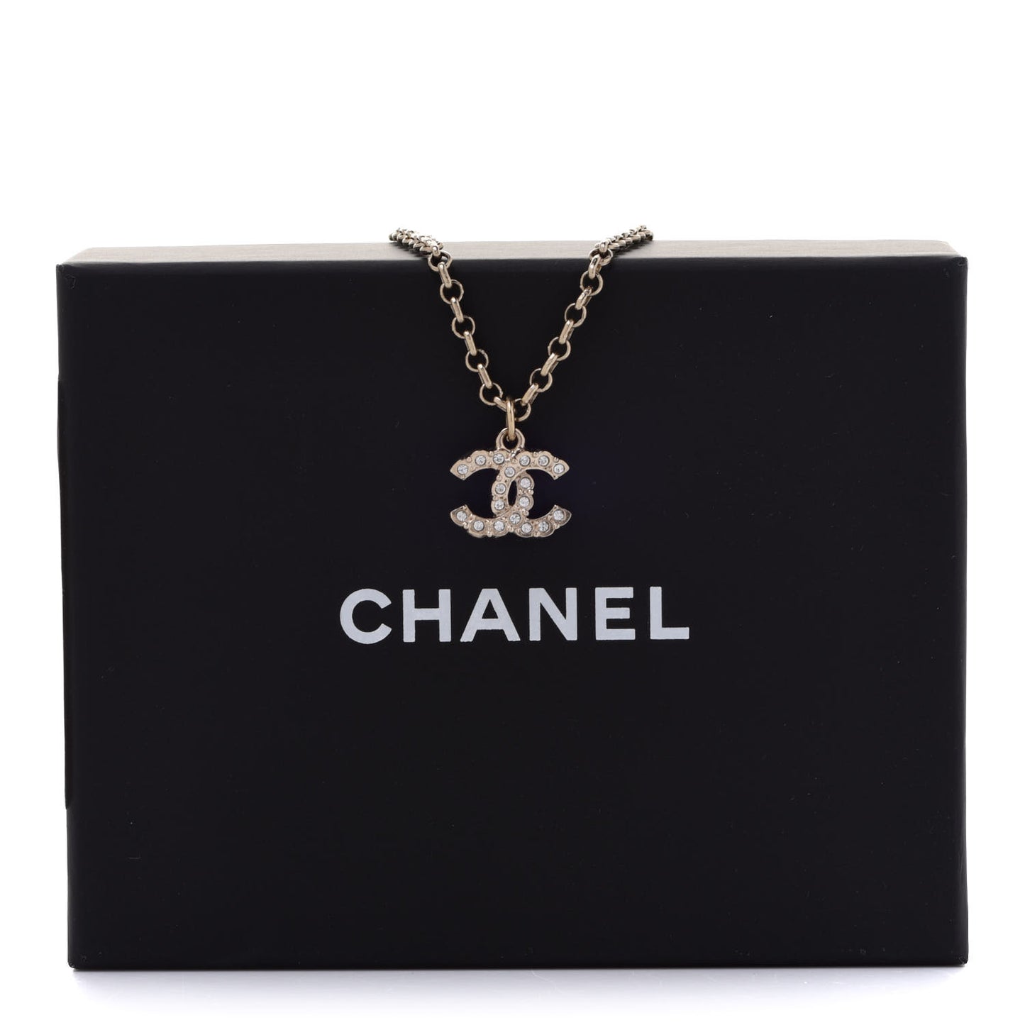 Pearl Crystal CC Pendant Necklace Gold