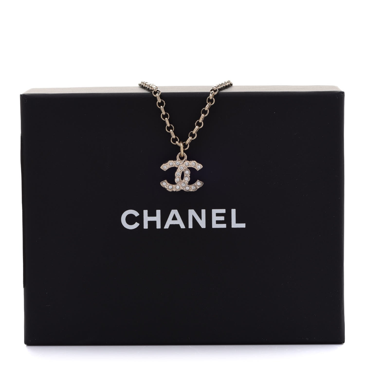 Chanel Pearl Crystal CC Pendant Necklace Gold 6 of 6
