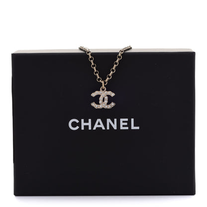 Chanel Pearl Crystal CC Pendant Necklace Gold 6 of 6