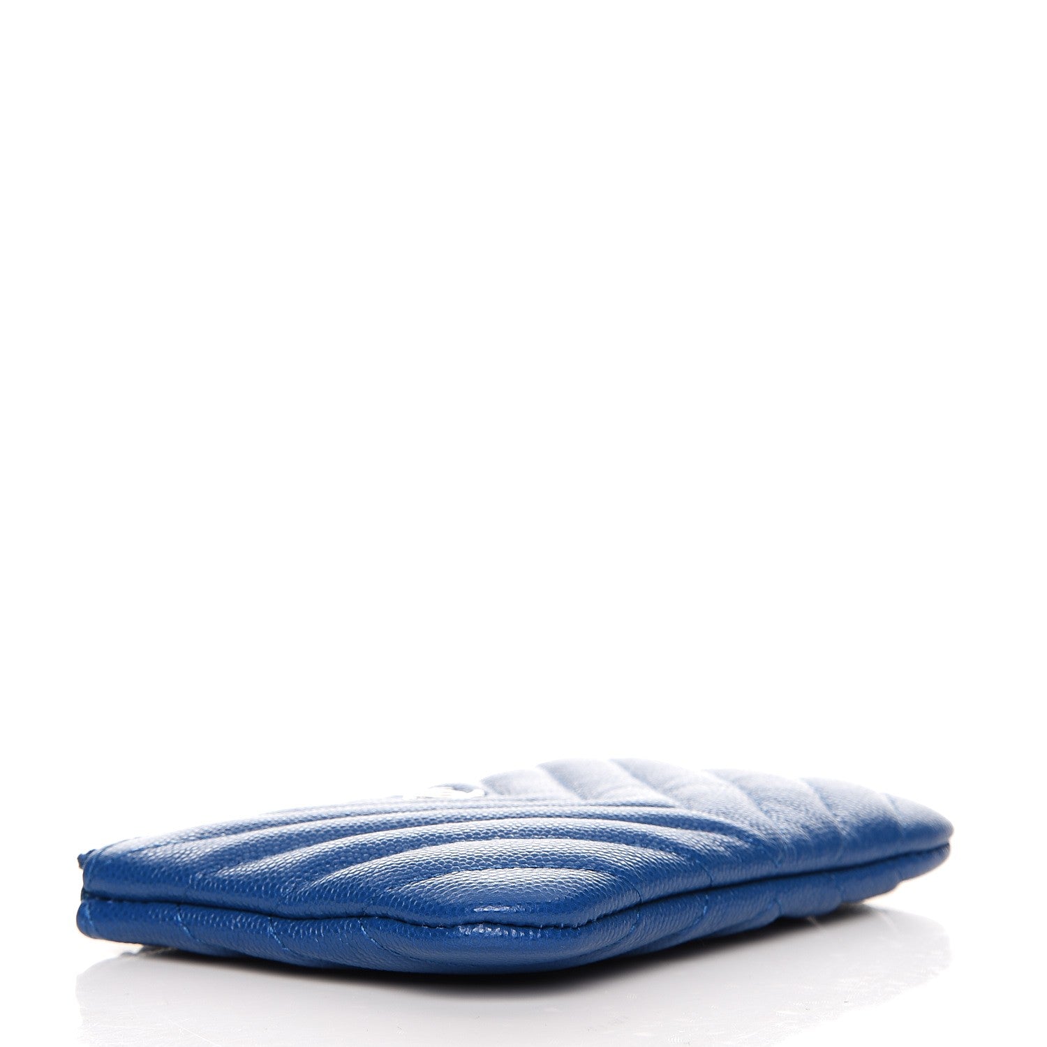 Chanel Caviar Chevron Quilted Small Cosmetic Case Blue 4 of 8