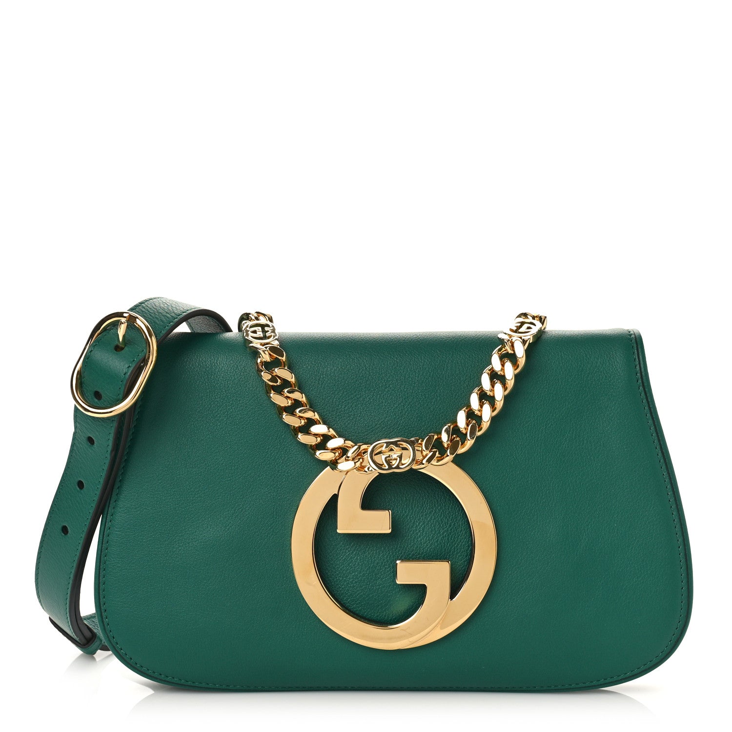 Gucci Roxy Calfskin Blondie Chain Shoulder Flap Bag Emerald 1 of 8