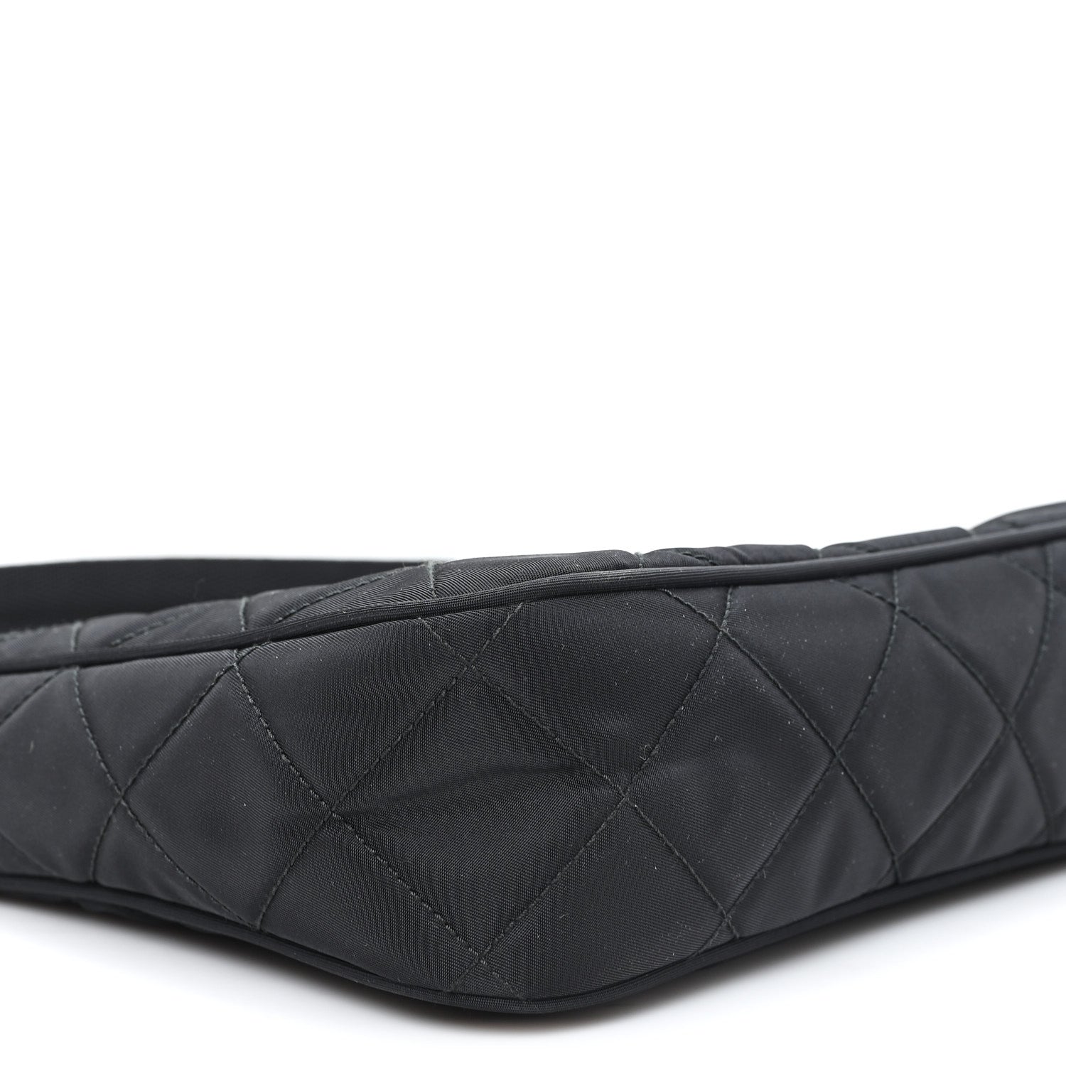 Prada Tessuto Nylon Stitched Shoulder Bag Black 9 of 10