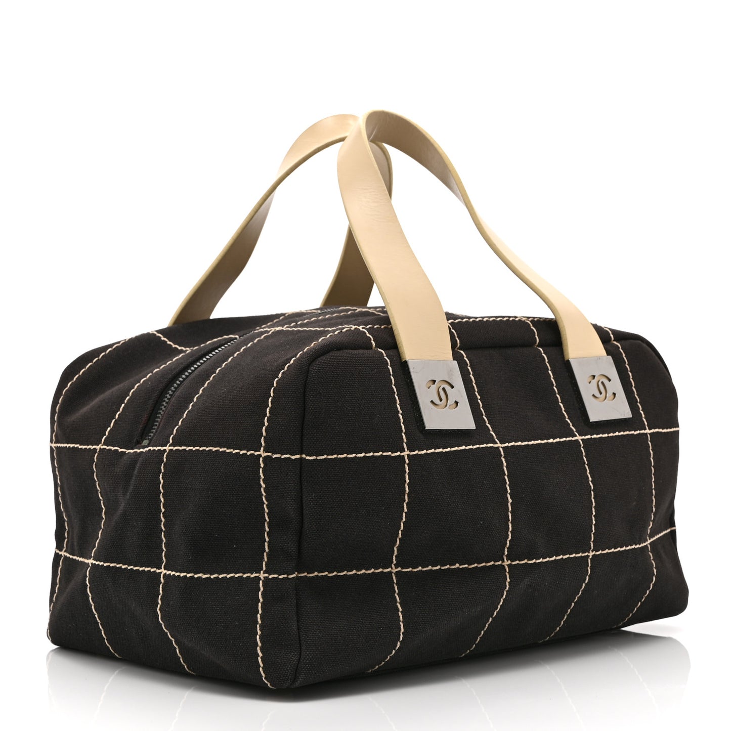 Canvas Square Stitched CC Boston Bag Black