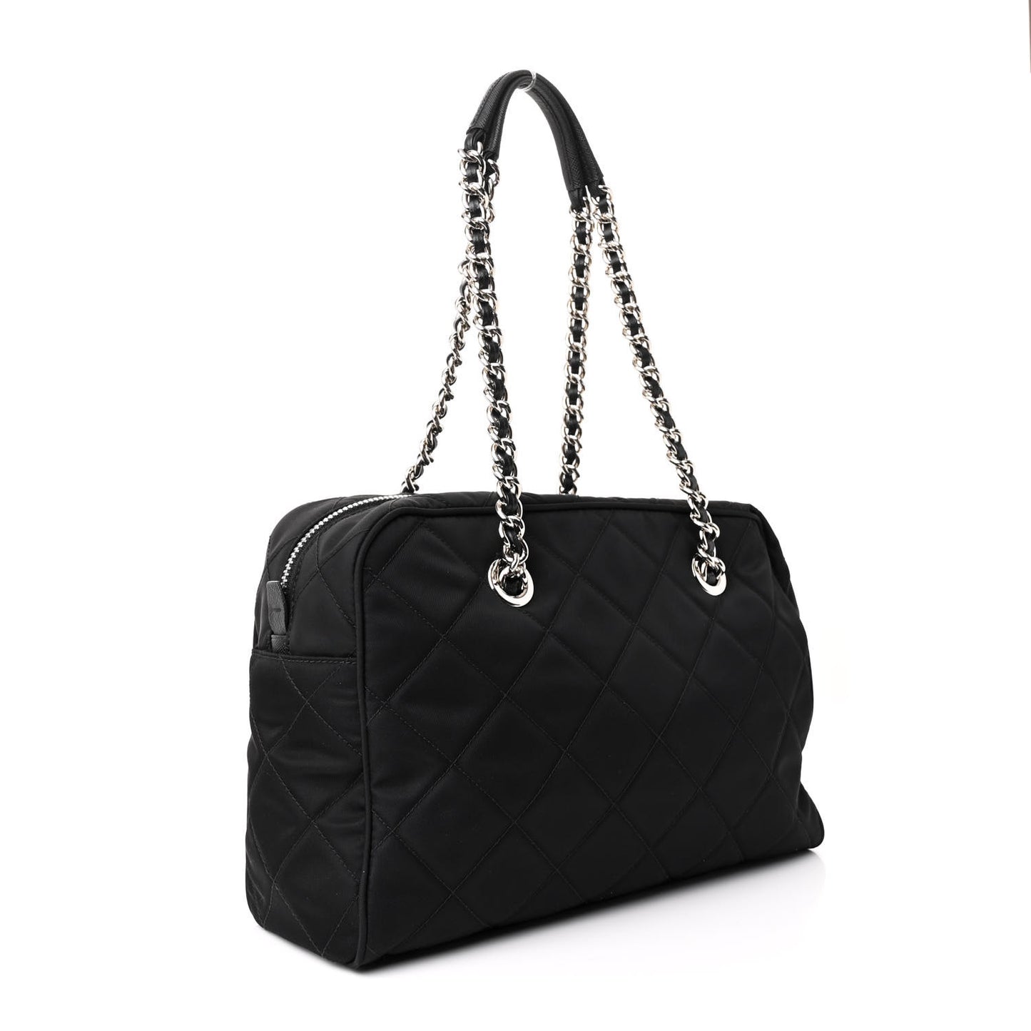 Nylon Tessuto Impuntu Quilted Shoulder Bag Black