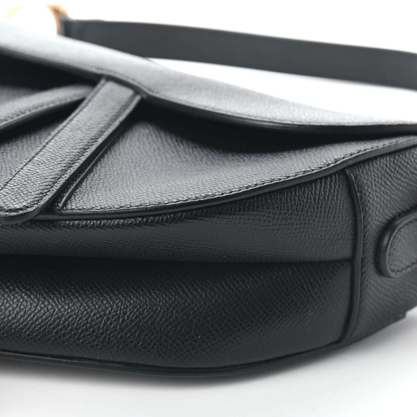 Grained Calfskin Saddle Bag Black