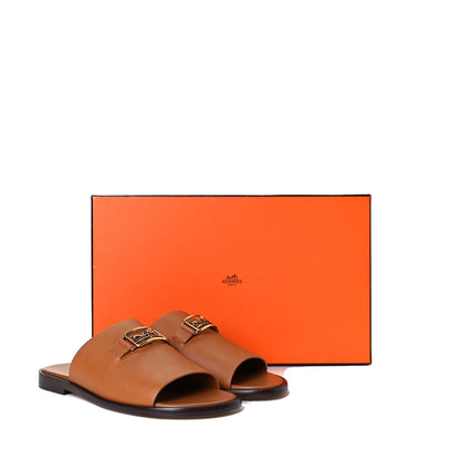 Hermes Calfskin Mens Vaisseau Sandals 40.5 Naturel 10 of 10