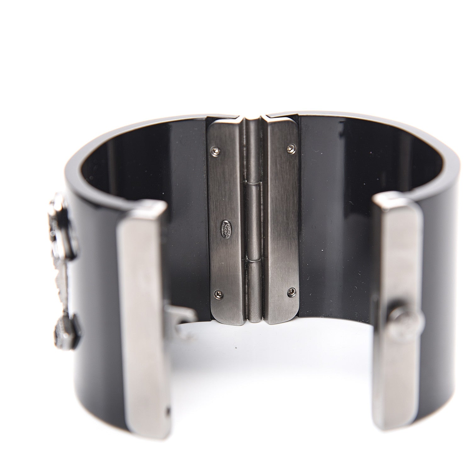 Chanel Resin Baguette Crystal CC Cuff Black 4 of 5