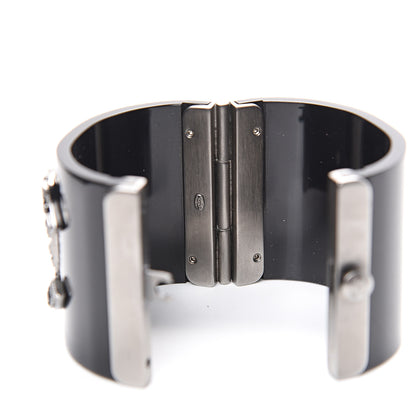 Chanel Resin Baguette Crystal CC Cuff Black 4 of 5