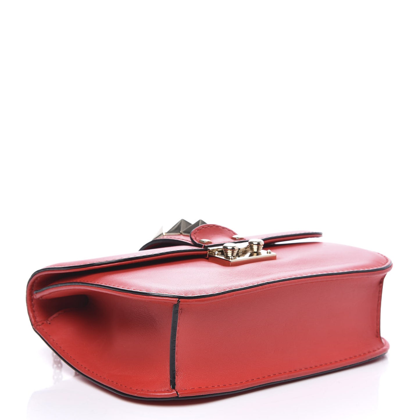 Vitello Small Glam Lock Rockstud Flap Red