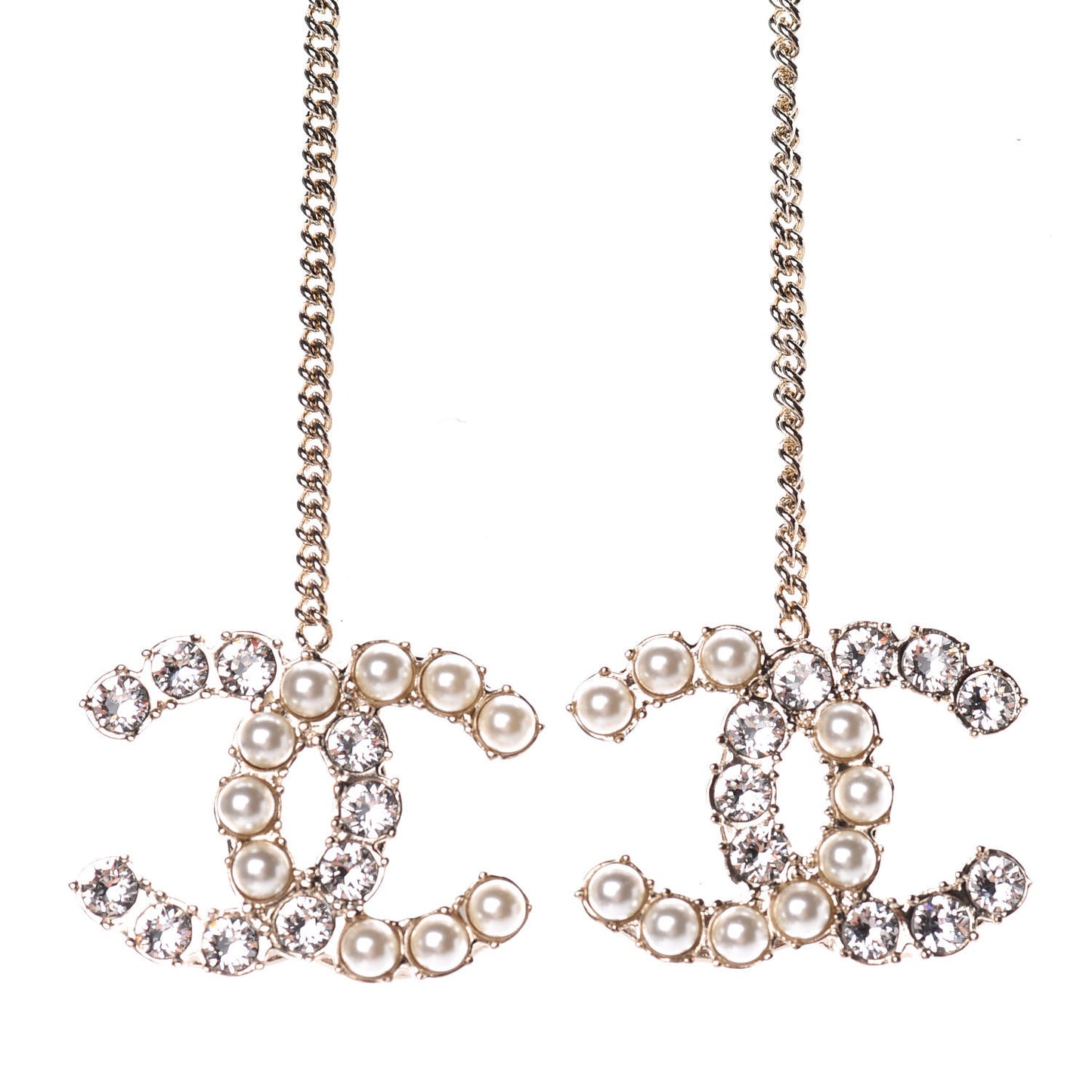 Crystal Pearl Dazzling Domino Drop Earrings Matte Gold