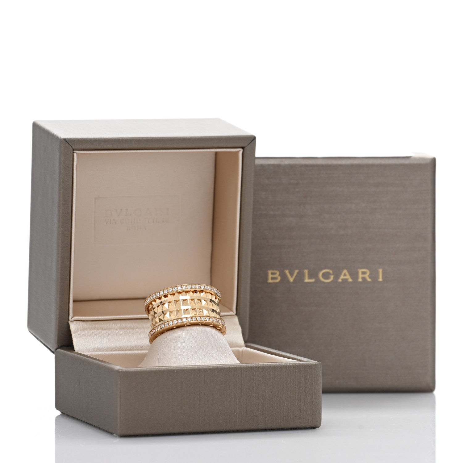 Bulgari 18K Yellow Gold Diamond B.Zero1 Rock Four-Band Pave Ring 54 6.75 5 of 5