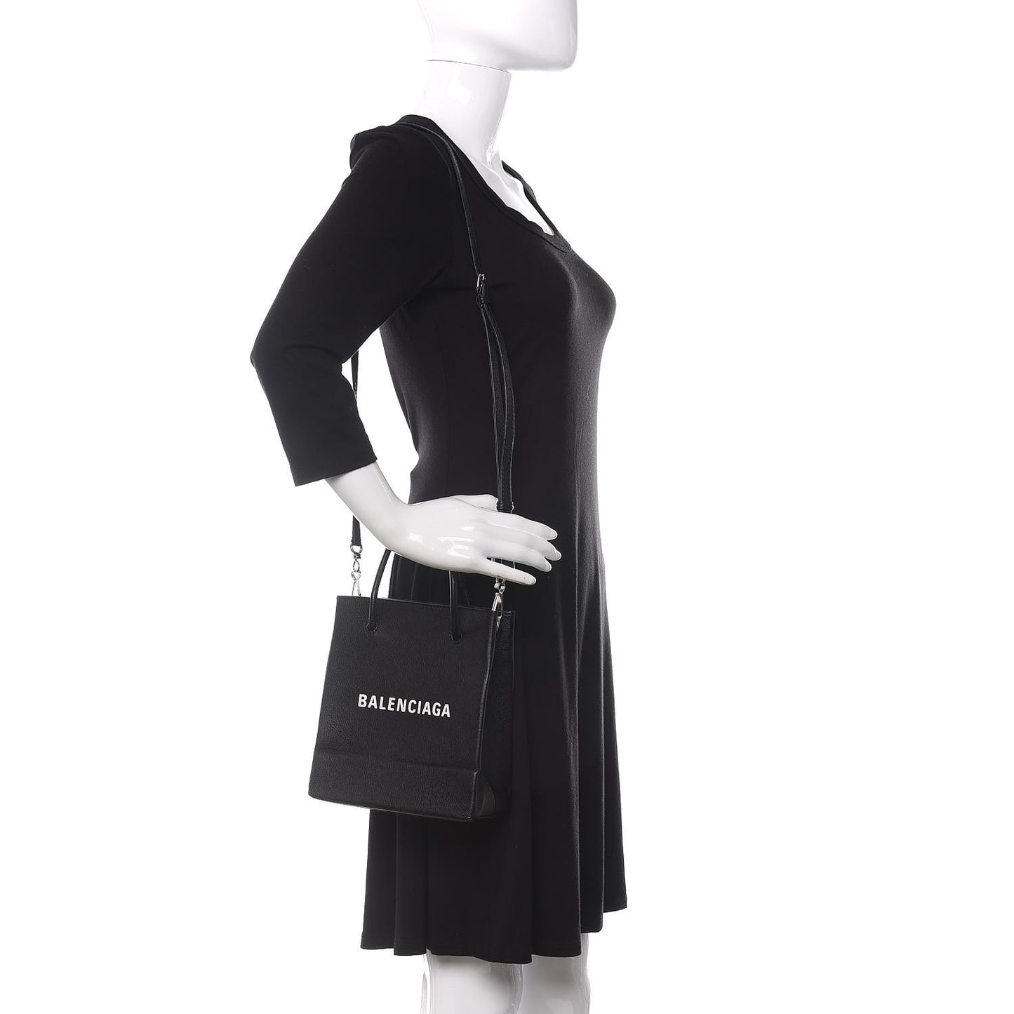 Calfskin Logo XXS Shopping Tote Black