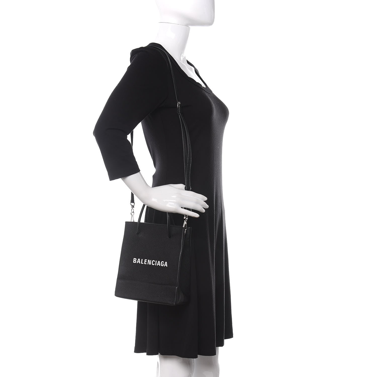 Balenciaga Calfskin Logo XXS Shopping Tote Black 2 of 10