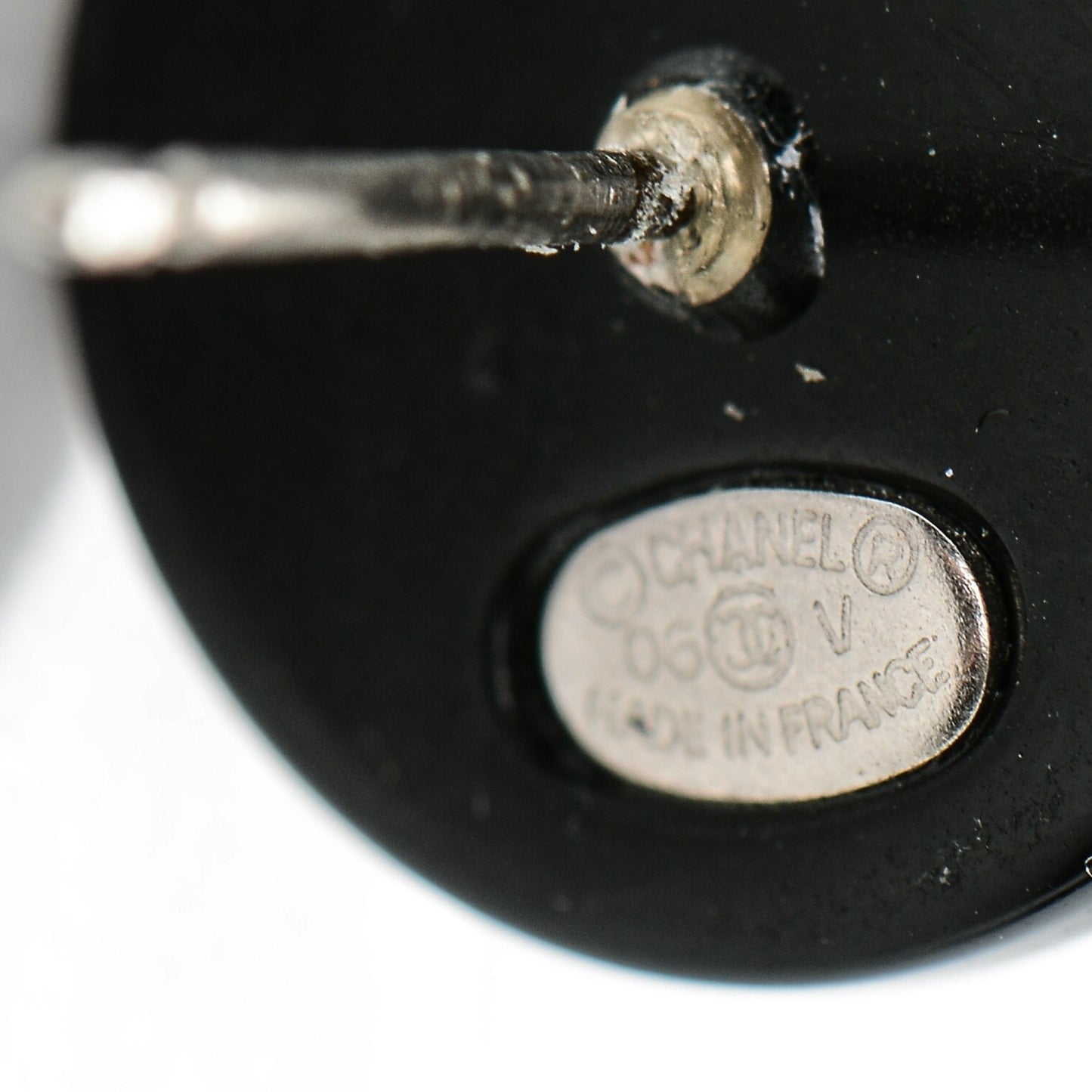 Resin Crystal CC Earrings Black