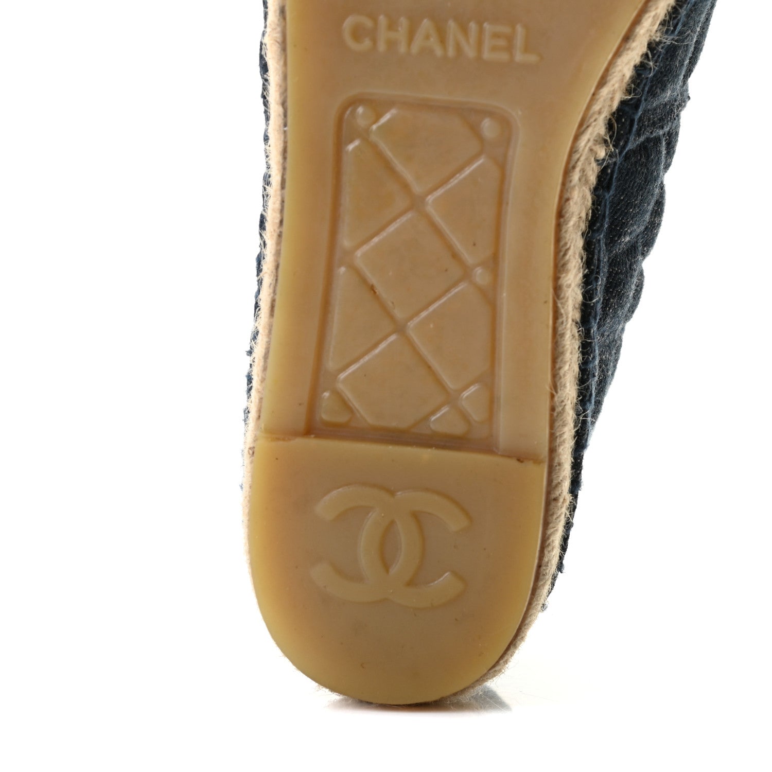 Chanel Denim Toile Embossed CC Espadrilles 37 Navy Black 11 of 12