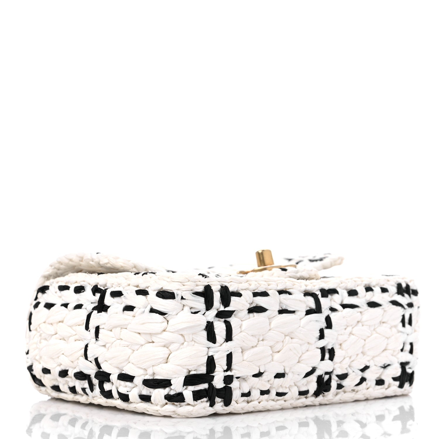 Chanel Raffia Effect Tweedy Mini Flap Bag White Black 4 of 10