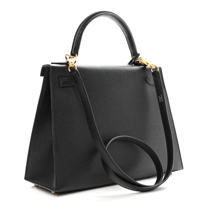 Hermes Epsom Horseshoe Vesro Kelly Sellier 28 Black Tabac Camel 3 of 13