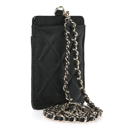Chanel Lambskin Quilted Card Holder On Chain Black 3 of 12