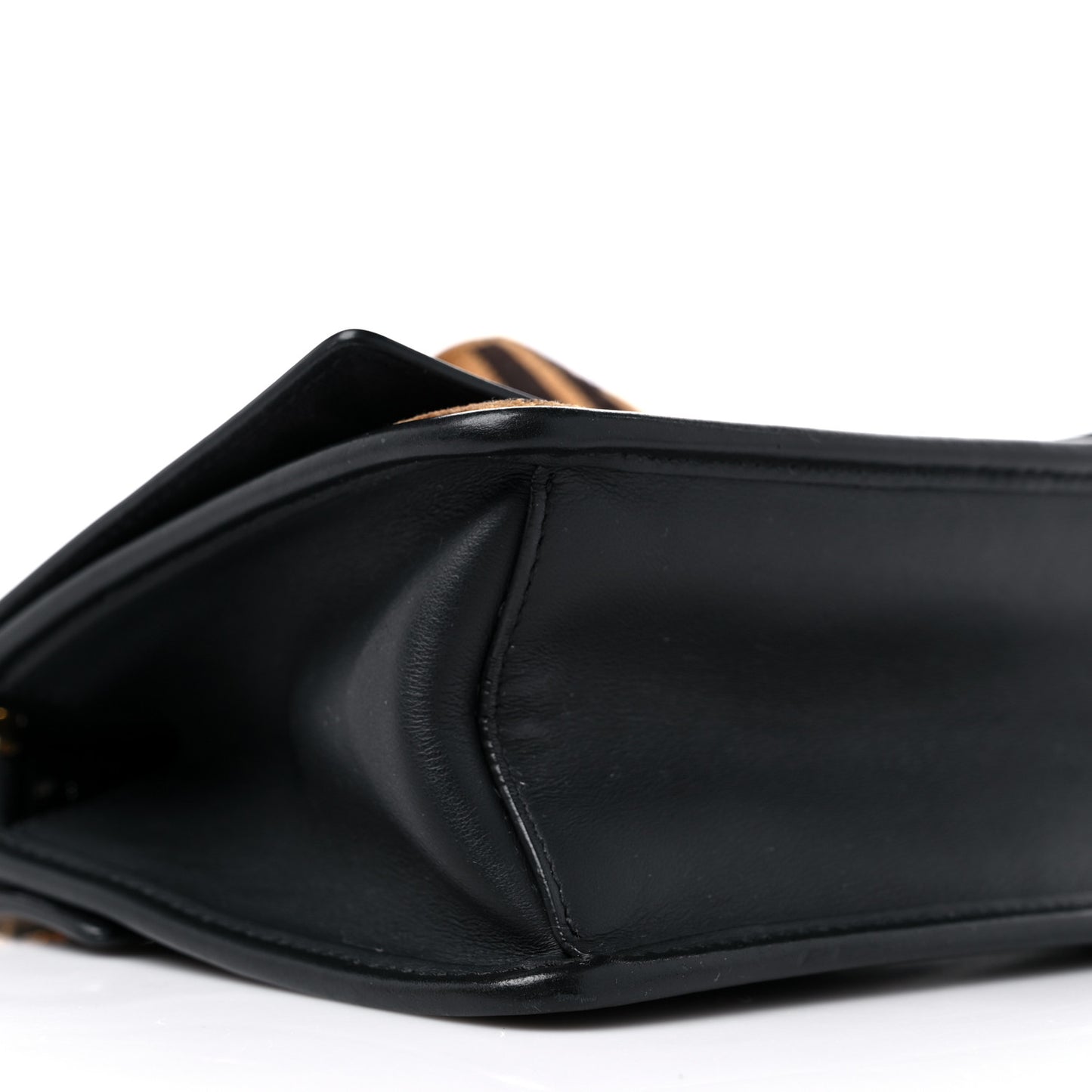 Vitello Century Velvet F is Fendi FF Embroidered Small Kan I Shoulder Bag Black Tobacco