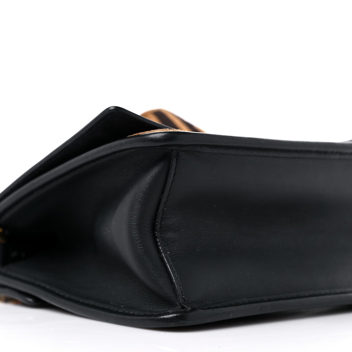 Fendi Vitello Century Velvet F is Fendi FF Embroidered Small Kan I Shoulder Bag Black Tobacco 9 of 16