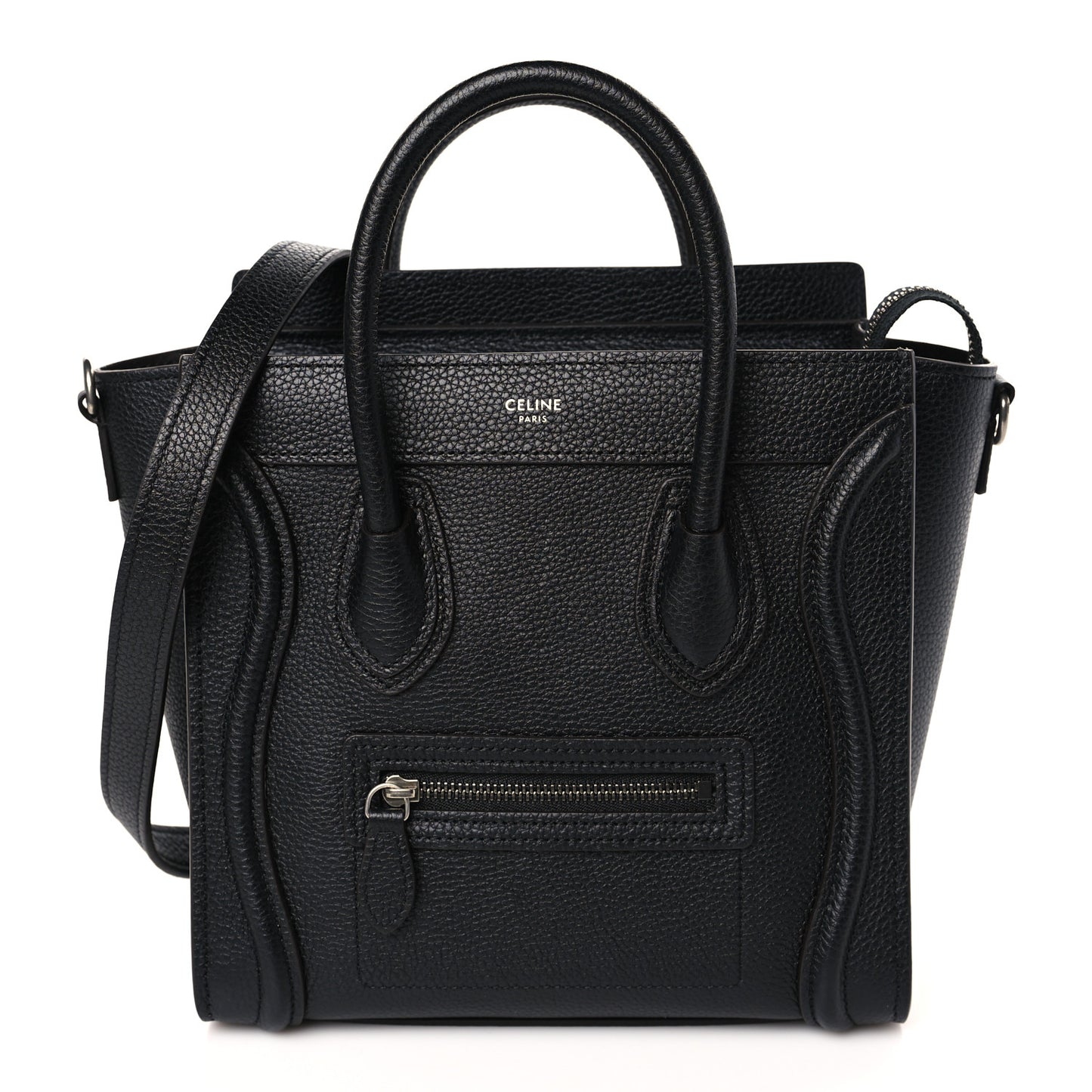Drummed Calfskin Nano Luggage Black