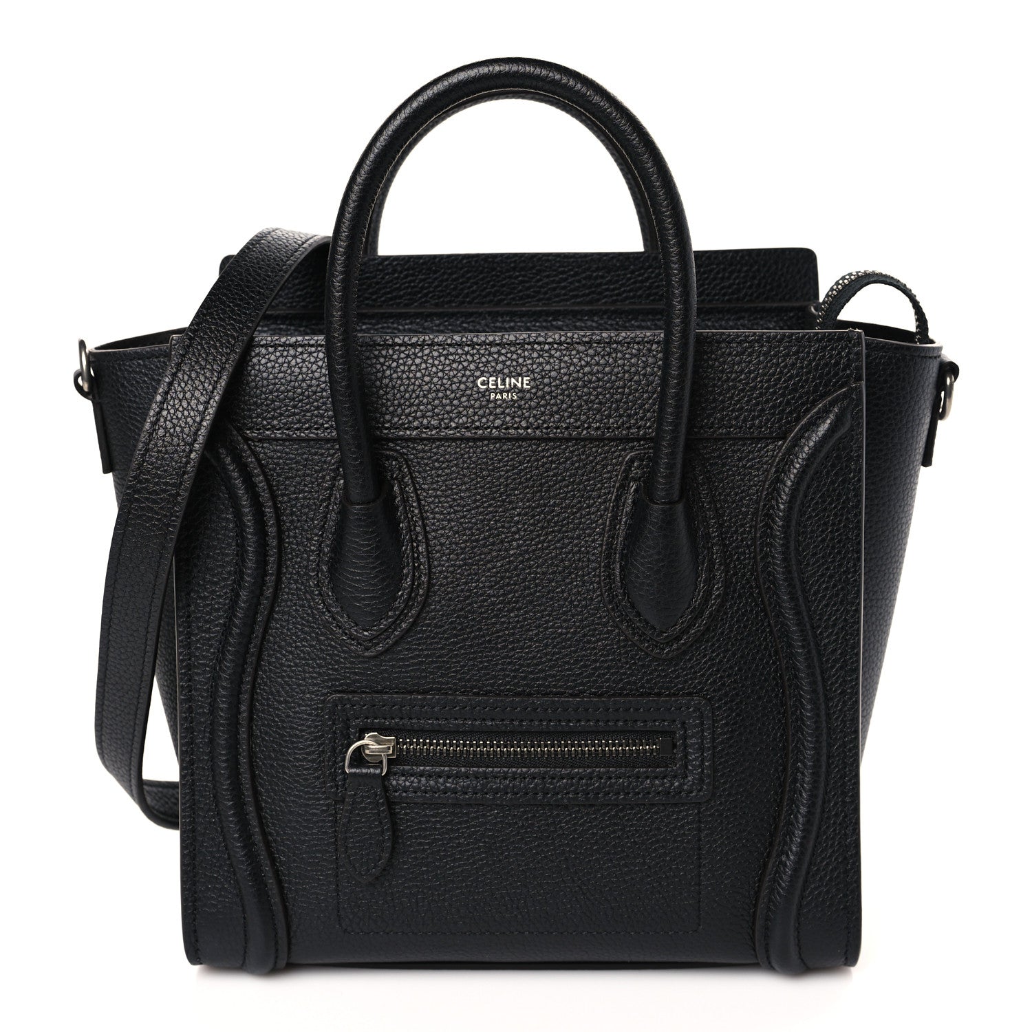 Celine Drummed Calfskin Nano Luggage Black 1 of 10