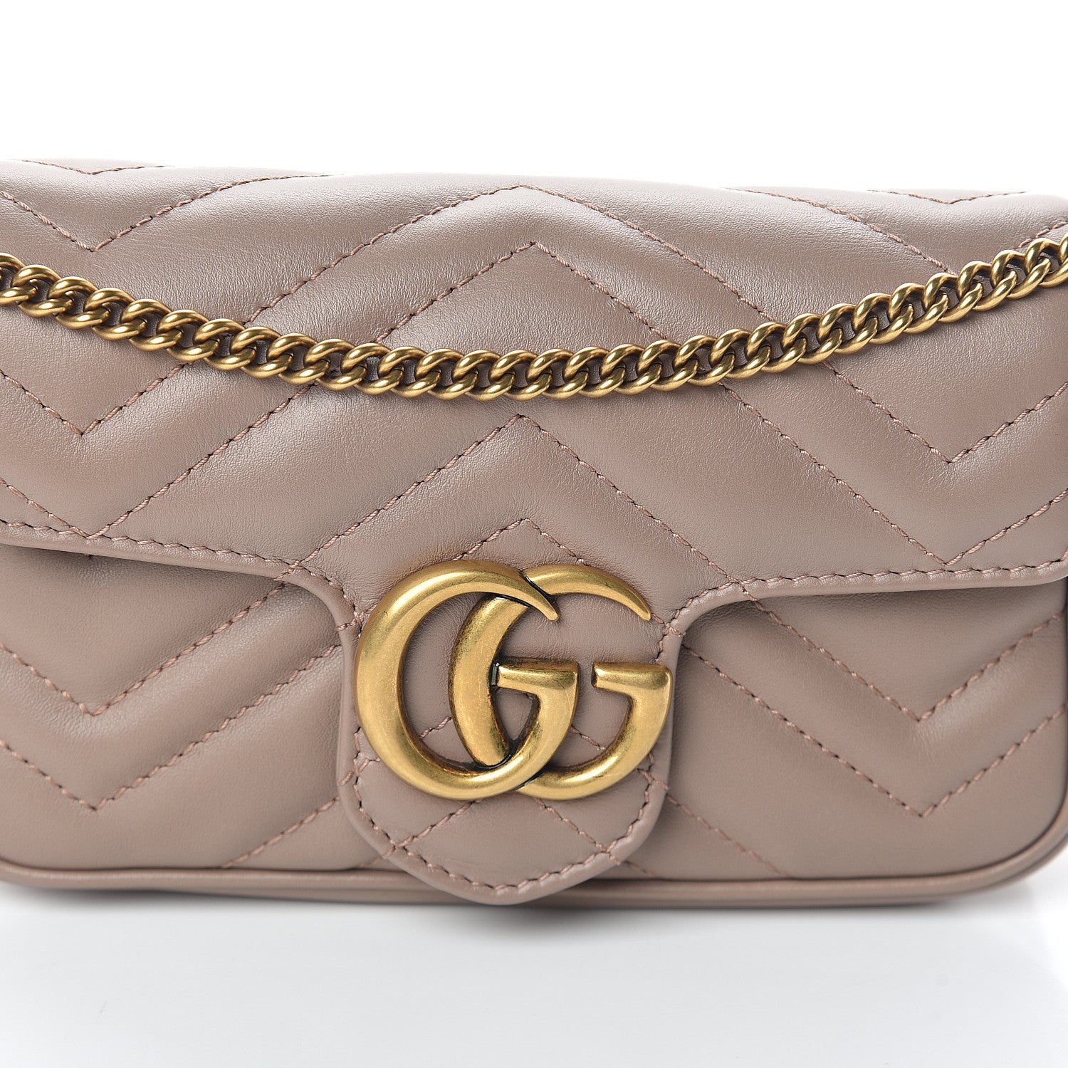 Gucci Calfskin Matelasse Super Mini GG Marmont Shoulder Bag Porcelain Rose 6 of 6
