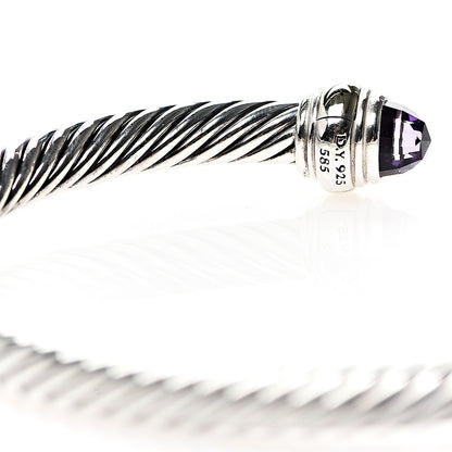 David Yurman Sterling Silver 14K Yellow Gold Amethyst 5mm Cable Classics Bracelet 4 of 4