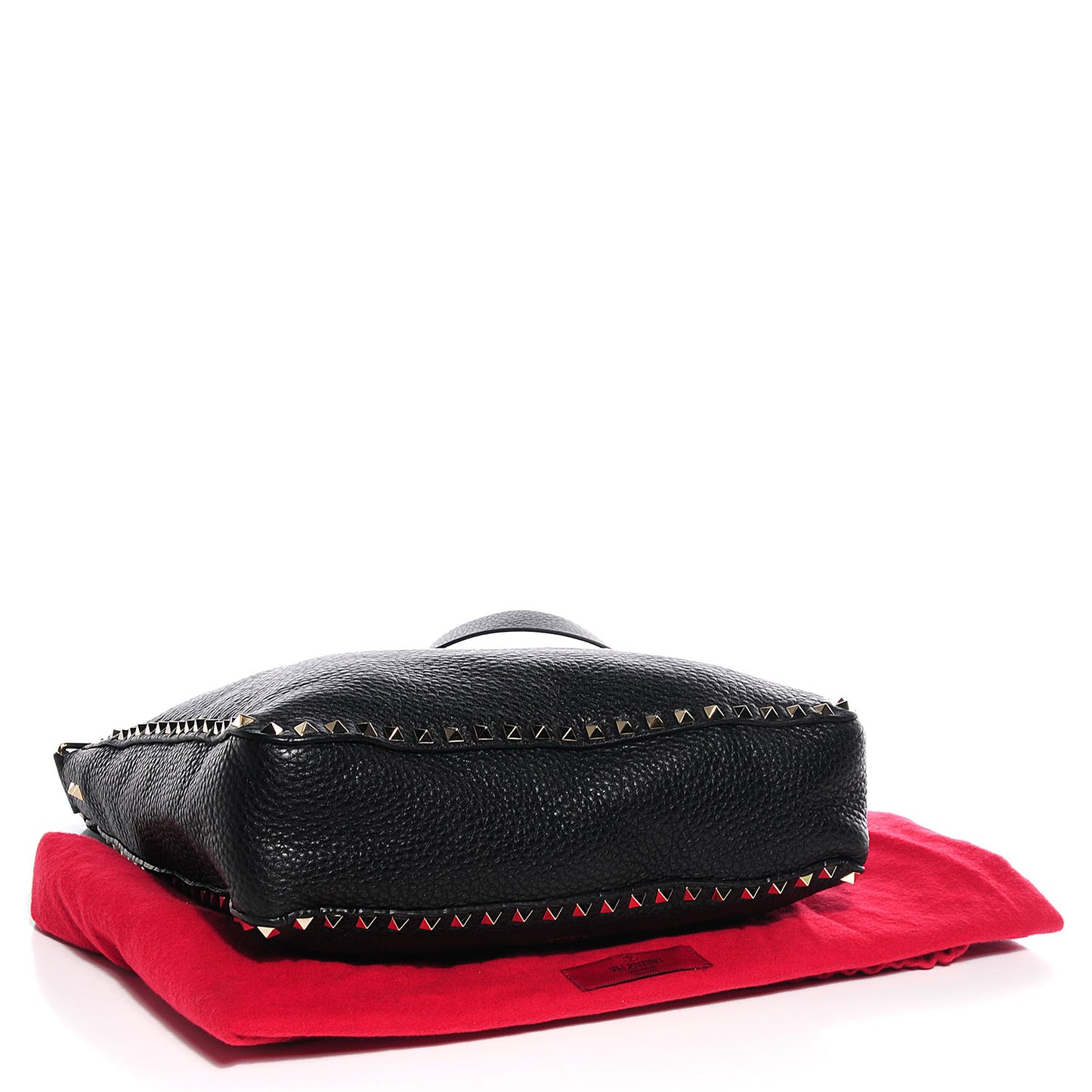 Pebbled Calfskin Large Rockstud Flip-Lock Messenger Bag Black