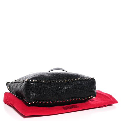 Valentino Garavani Pebbled Calfskin Large Rockstud Flip-Lock Messenger Bag Black 4 of 7