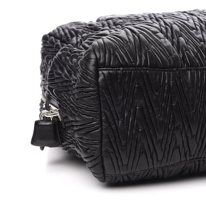 Prada Nappa Chevron Braided Bauletto Bag Black 7 of 9