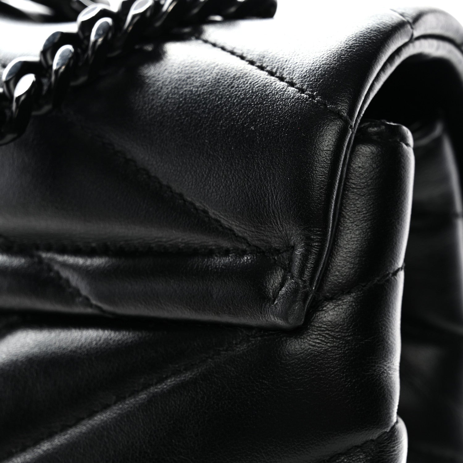 Saint Laurent Calfskin Y Quilted Monogram Monochrome Large Loulou Chain Satchel Black 12 of 12
