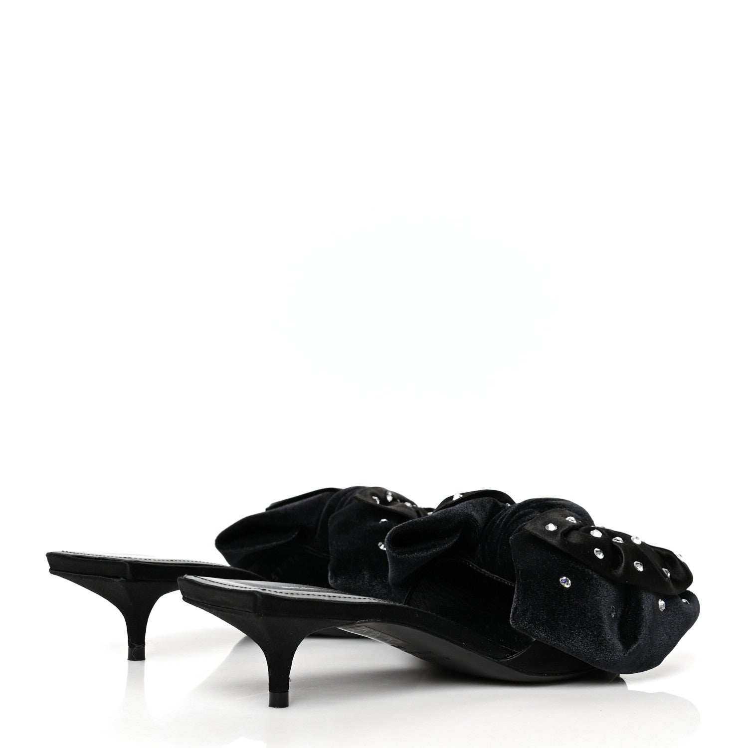 Balenciaga Velvet Crystal Square Knife Bow Mule Sandals 35 Black 4 of 8