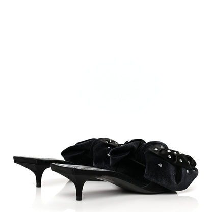 Balenciaga Velvet Crystal Square Knife Bow Mule Sandals 35 Black 4 of 8