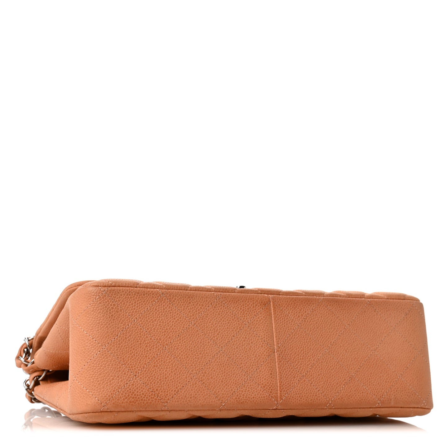 Iridescent Caviar Quilted Jumbo Double Flap Dark Beige