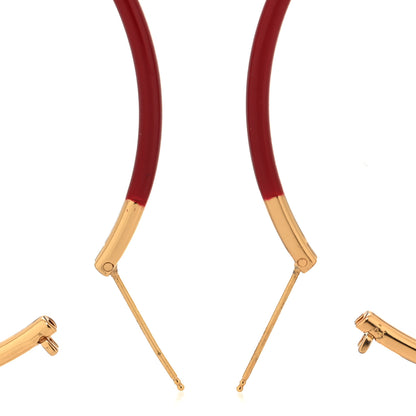 Fendi Metal Enamel Large F is Fendi Hoop Earrings Red Gold 3 of 5