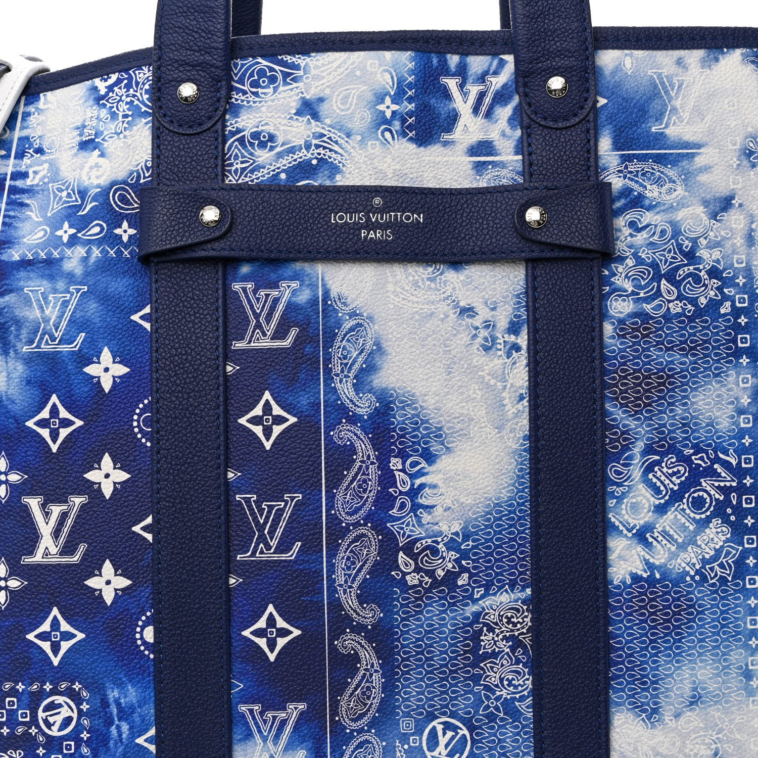 Louis Vuitton Cowhide Monogram Bandana Journey Tote Blue White 7 of 10