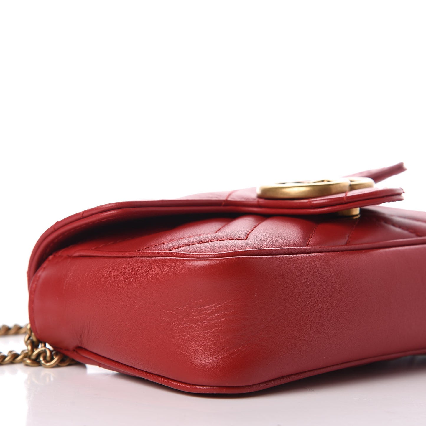 Calfskin Matelasse Super Mini GG Marmont Shoulder Bag Hibiscus Red