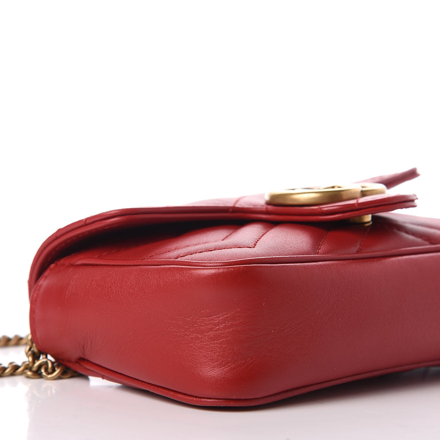 Gucci Calfskin Matelasse Super Mini GG Marmont Shoulder Bag Hibiscus Red 6 of 11