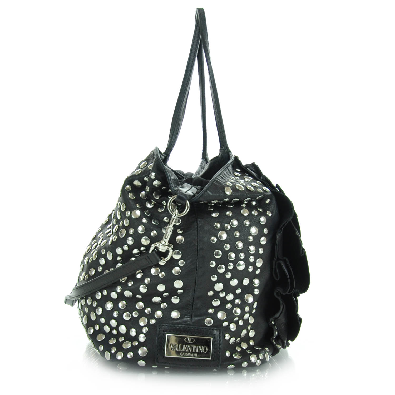 Valentino Garavani Leather Studded Petale Tote Black 4 of 12