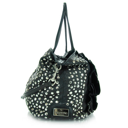Valentino Garavani Leather Studded Petale Tote Black 4 of 12