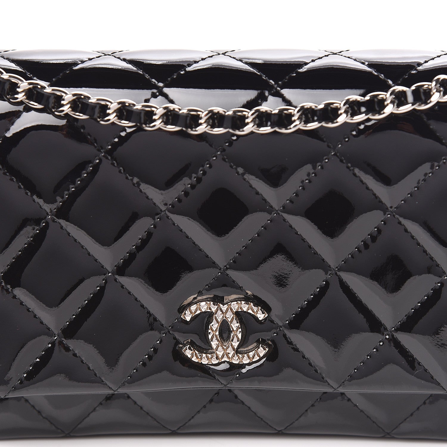 Chanel Patent Quilted Brilliant Wallet On Chain WOC Black 12 of 12