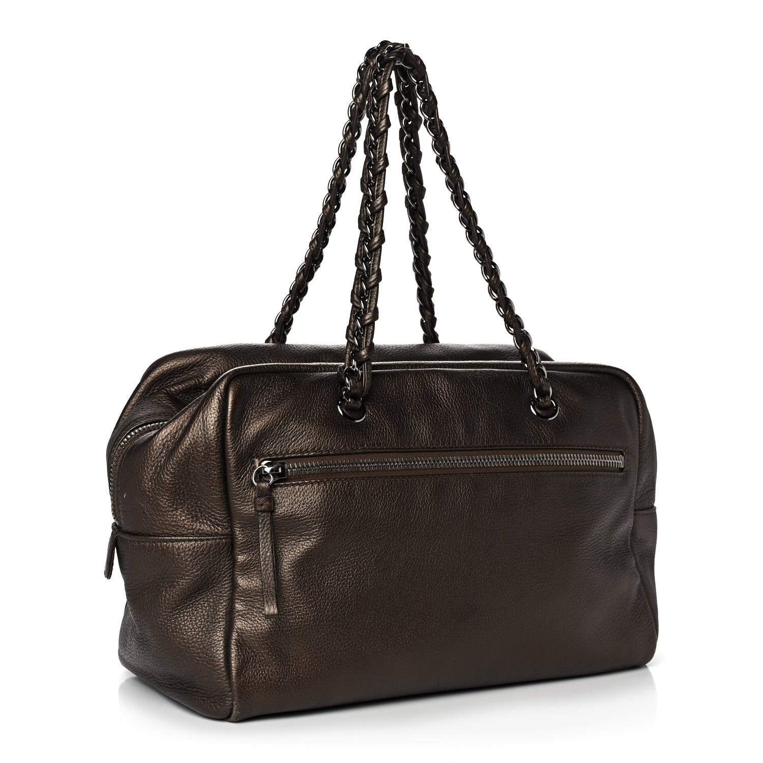 Chanel Metallic Deerskin Large Luxe Ligne Bowler Bronze 3 of 12